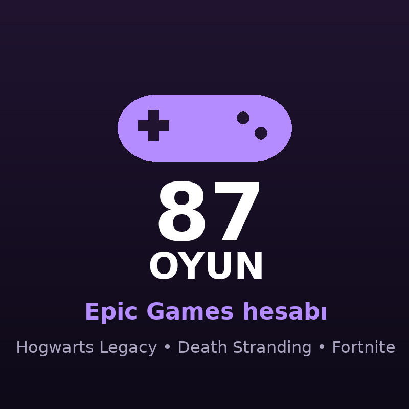 Epic Games Hesabı — 87 oyun (Hogwarts Legacy, Death Stranding və s.) satışı
